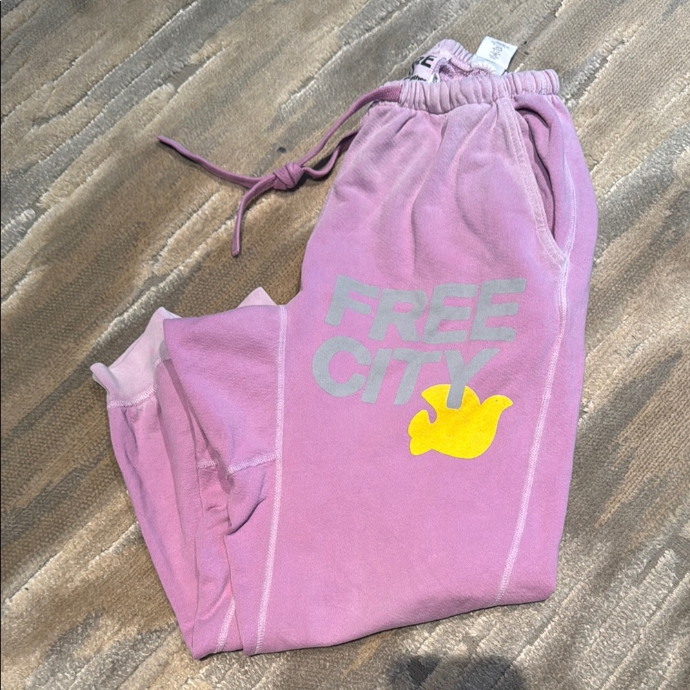 Freecity Lavender Joggers with Yellow Accent